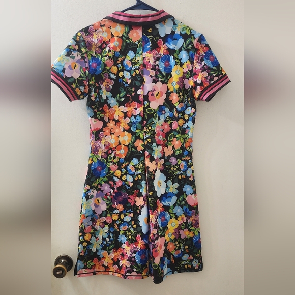 Johnny Was Bee Active Polo Tennis Floral Dress with Striped Collar, Size Small. - Picture 9 of 11